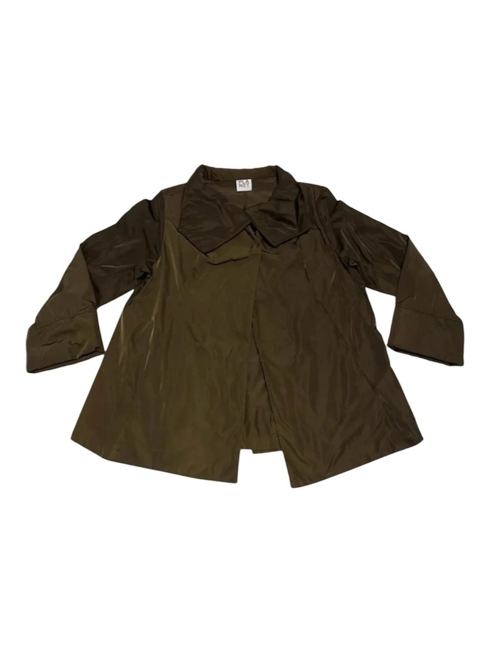 Planet By Lauren G  Jacket Women’s 1 US 4-8 Brown Nylon Button Pockets Lagenlook